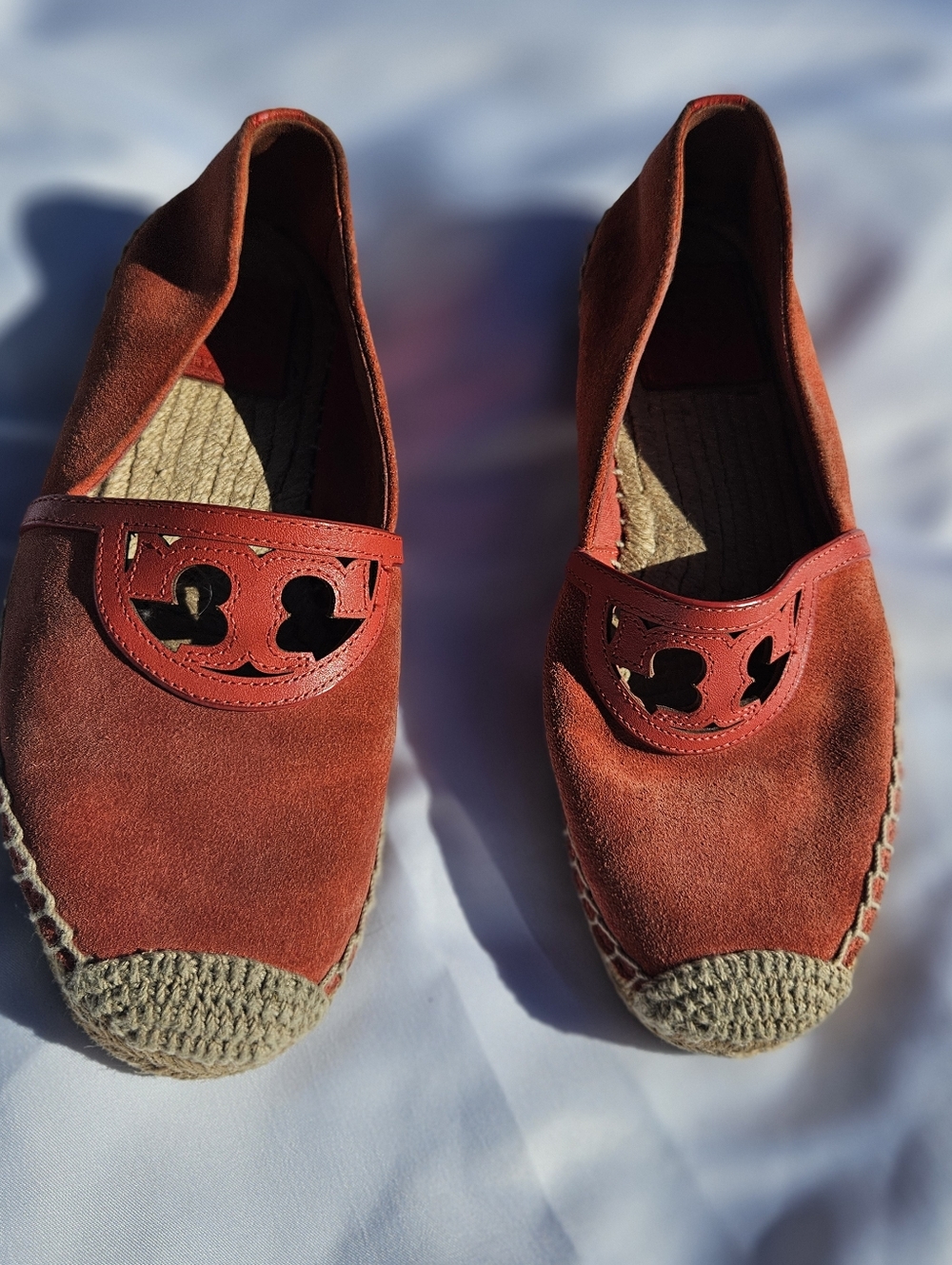 Tory Burch Red Canyon Suede Sidney Espadrille Size 7